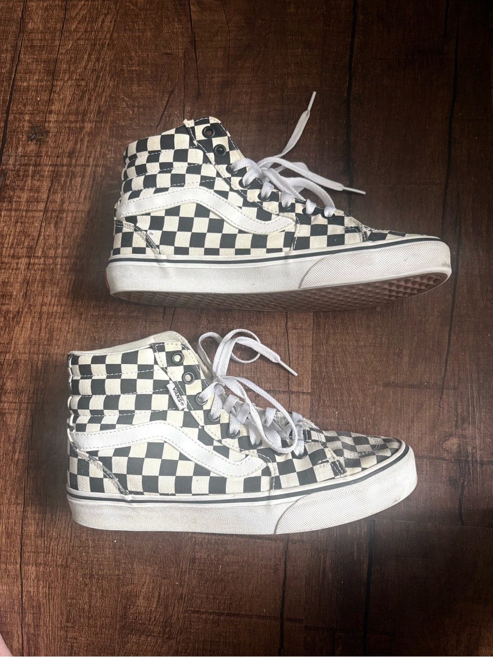 Vans Women’s Sz 8.5 Sk8-Hi Tapered Checkerboard high-top sneakers NEED CLEANING - Picture 4 of 10